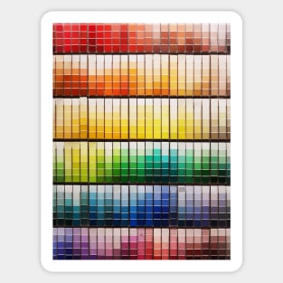 Colorful paint swatches ordered in rainbow order at the hardware store Sticker